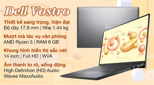 Laptop Dell Vostro 5415 R5 (V4R55500U015W-Gray)